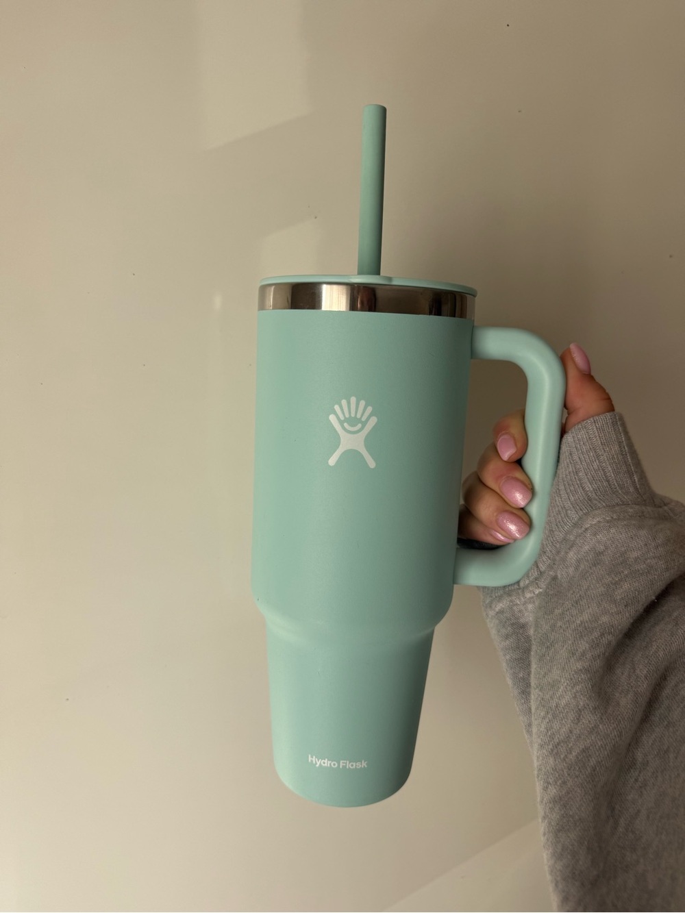 Hydro Flask Mint Green Insulated Travel Tumbler with Handle & Straw